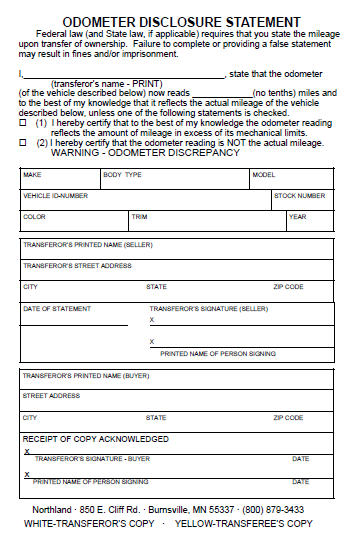 Odometer Disclosure Statement