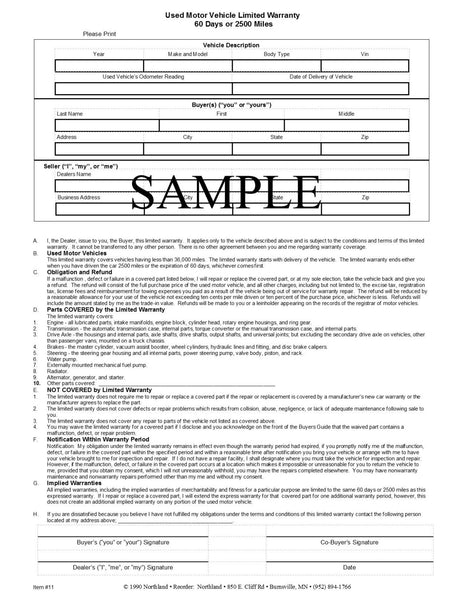 60 Day Limited Warranty Form - Northland's Dealer Supply Store 