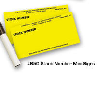 Stock Number Mini Signs Yellow Color - Northland's Dealer Supply Store 