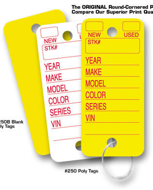 Poly Tag Key Tags - Qty 250 per pack - Northland's Dealer Supply Store 